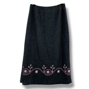 Dressbarn Women's Size 10 Gray Wool Blend Embroidered A-Line Skirt